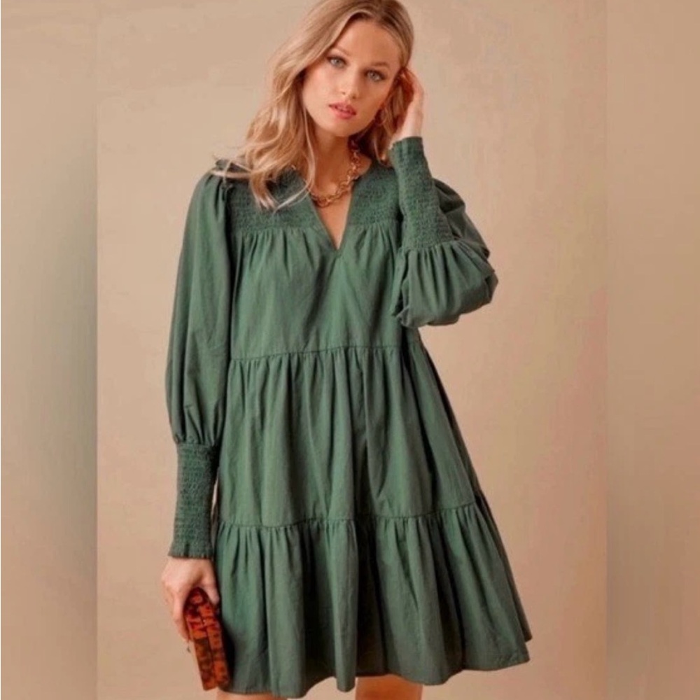 Pomander Place Forest Green Long Sleeve Dress